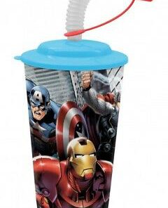 Marvel-Avengers-3D-Trinkbecher-mit-Strohhalm-NEU