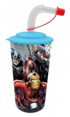 Marvel-Avengers-3D-Trinkbecher-mit-Strohhalm-NEU